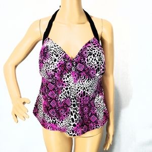 Catalina Halter Print Swim Tank Top XL 38/40 D/DD